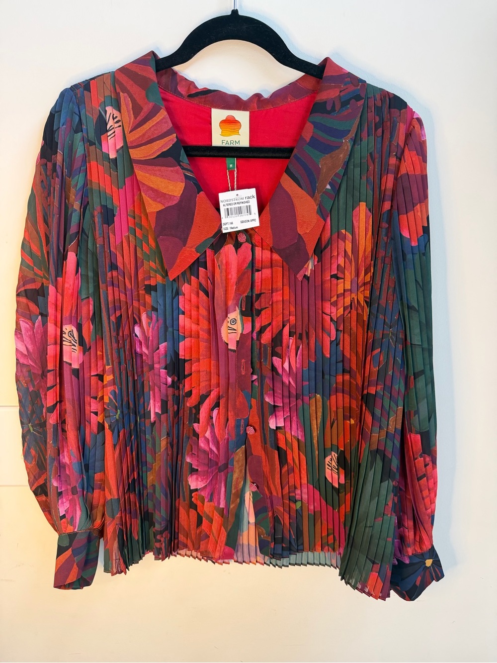 FARM Rio Multicolor Pleated Floral Blazer Jacket - Picture 3 of 4